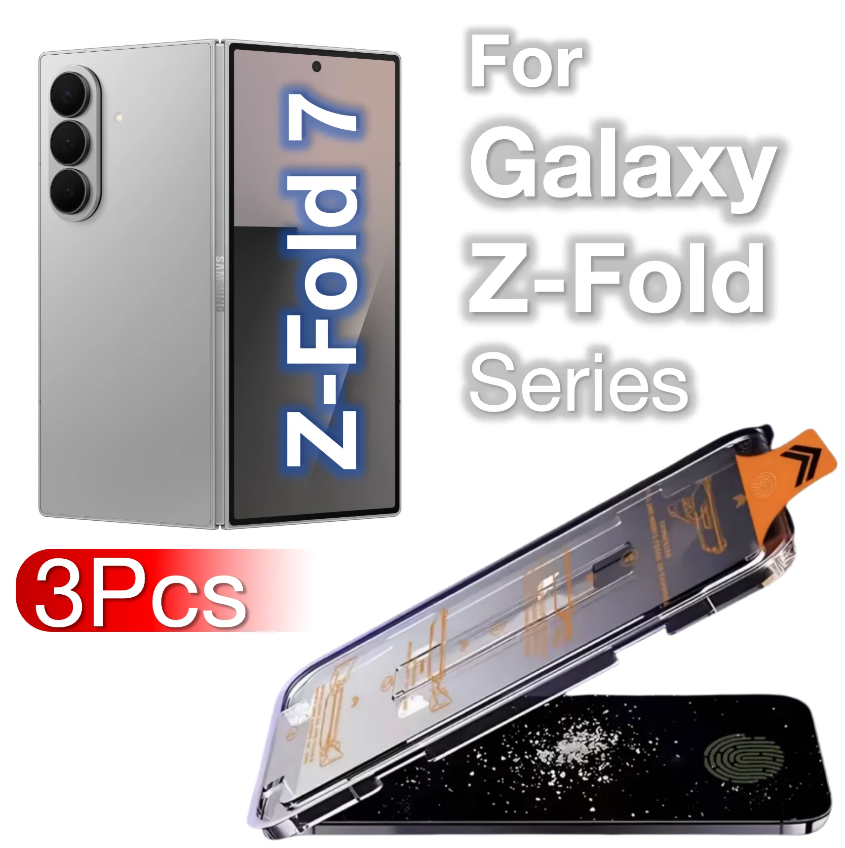 3 pçs para galaxy z fold 7 6 5 4 3 2 Z-Fold7 fold7 fold6 protetor de tela impressão digital acessórios de vidro temperado sem poeira kit fácil