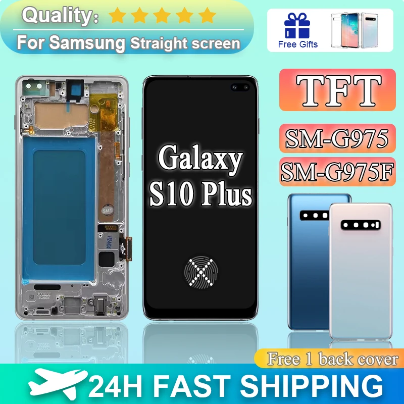 100% perfect TFT Lcd For SAMSUNG Galaxy S10 plus G975F G975U G975N SM-G975 Display With Frame Touch Screen Digitizer Replacement