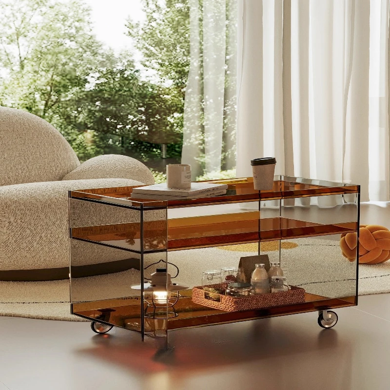 

Light luxury coffee table, mobile trolley, acrylic side table, dining cart, living room sofa, tea table