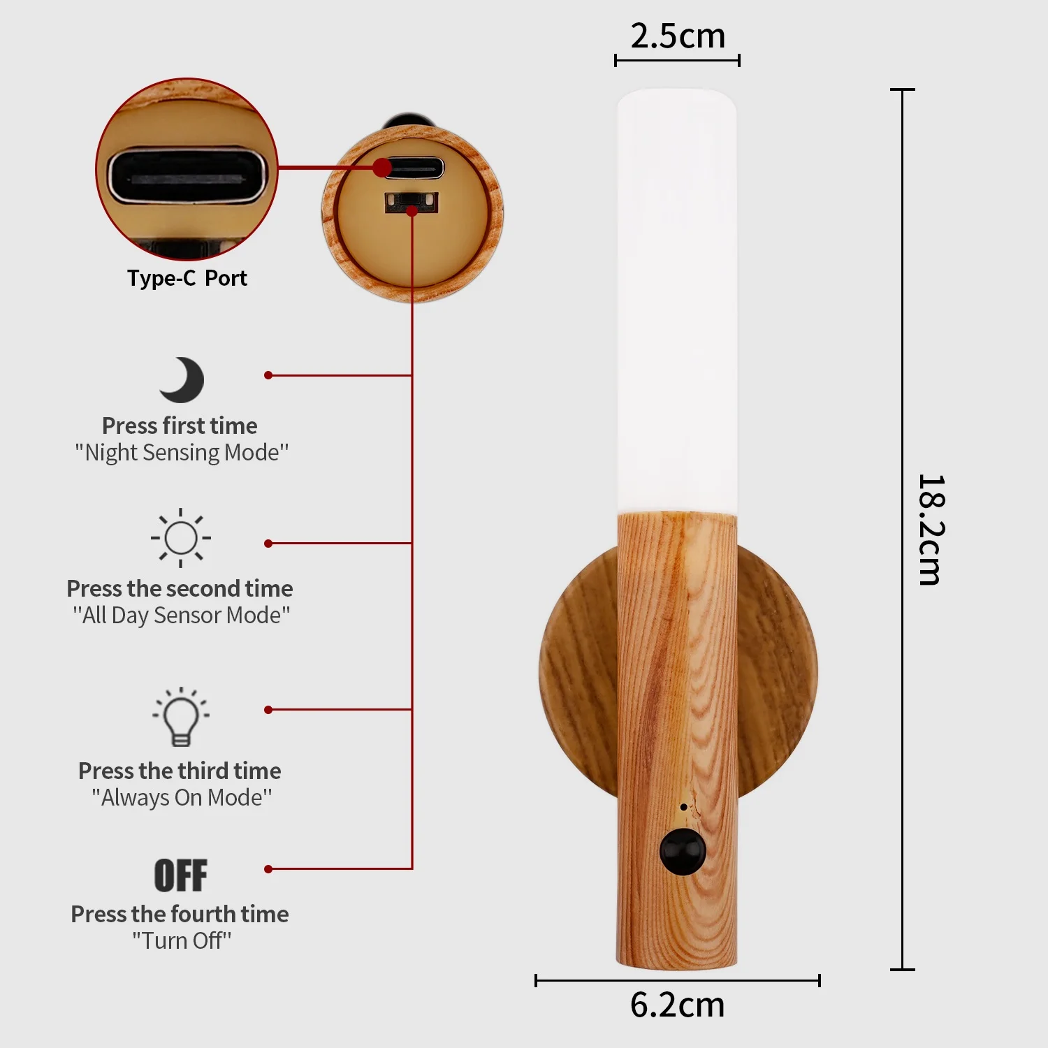 Intelligent Motion Sensor Light USB Rechargeable Wooden Magnetic LED Lamp Human Induction Cabinet Wardrobe Lighting Night Light