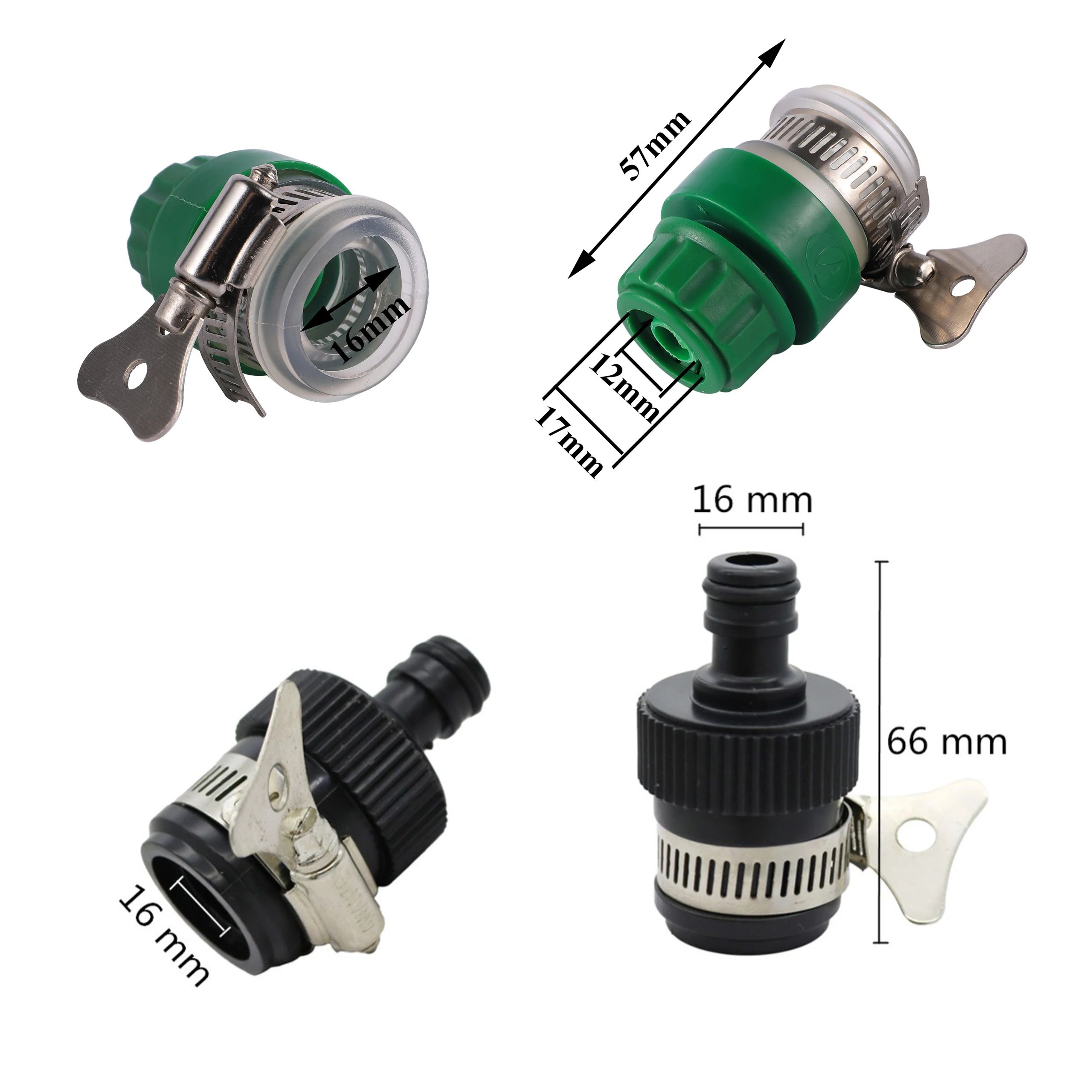 1/2 Hose to 16mm Round Tap Connectors Garden Tap Water Faucet Quick Connector 16mm Hose Fittings 1Pc