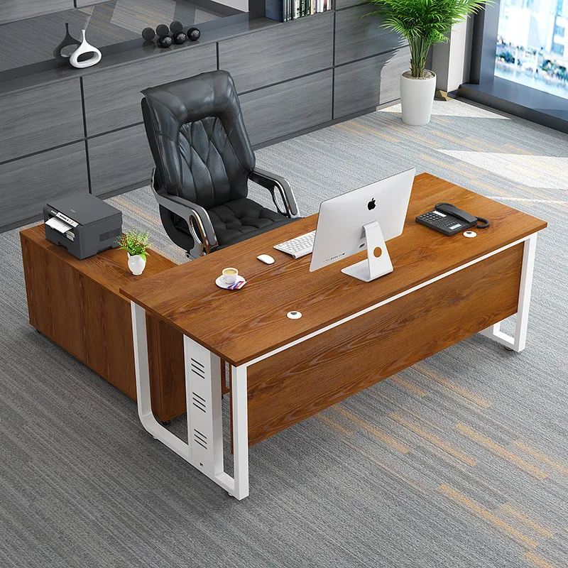Simple and Modern Executive Desk Office Furniture Single Supervisor Manager Office Table and Chair Combination