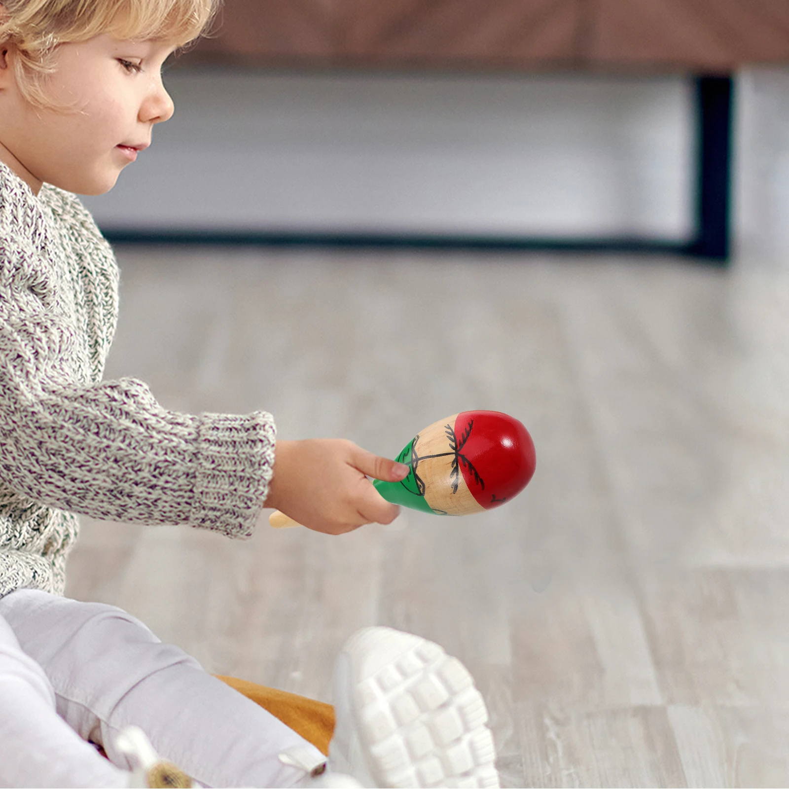 

2 Pcs Wooden Maracas Toy Musical Instruments Baby Girl Kids Sand Early Education Instruments Child Set