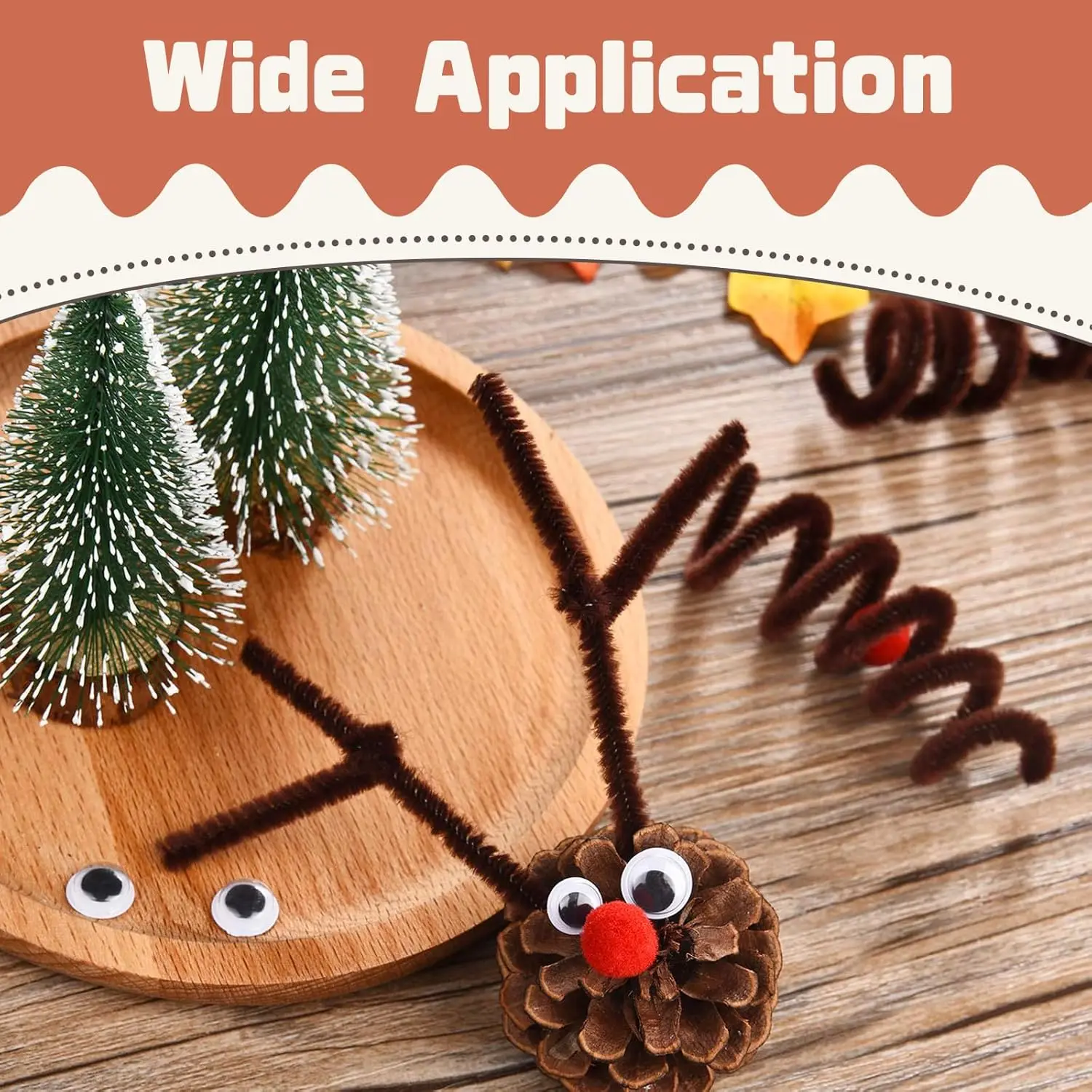 مجموعة منظفات الأنابيب البنية مكونة من 300 قطعة، بما في ذلك 100 قطعة من سيقان الشنيل البني، و100 قطعة من عيون جوجلي و100 قطعة من الكريات الحمراء