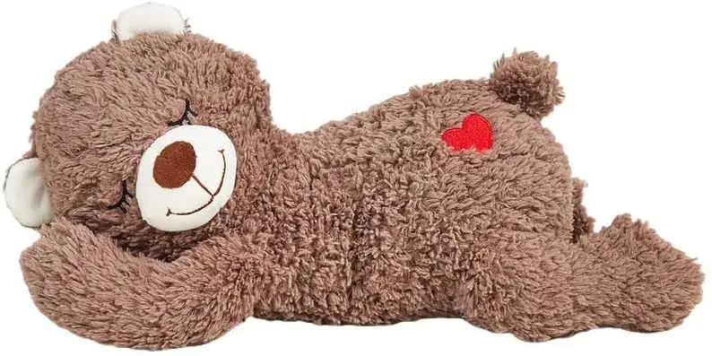 Sleeping Bear Soft Plush Heartbeat Toy Calming Companion For Dogs Perfect Pet Anxiety Relief Gift For Calming And Sleep Aid