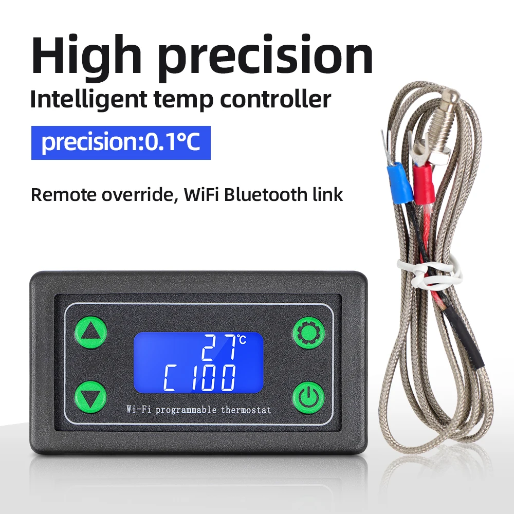 Tuya WIFI Remote High Thermostat LED Digital Temperature Controller -99~999 Degrees Thermocouple Control K-type DC12-36V