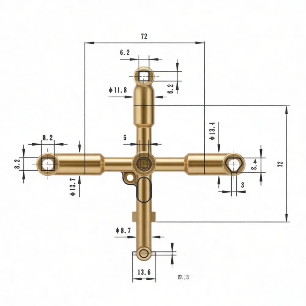 High Strength Multifunction Utility Key 304 Stainless Steel Triangle Cross Square Opener For Switchbox Equipment