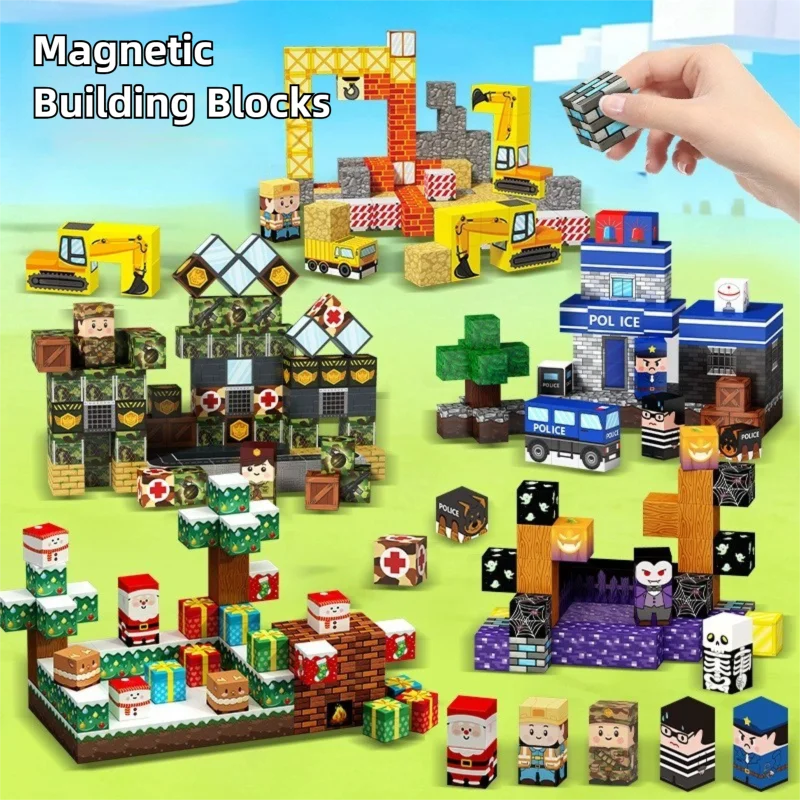 50/100 個磁気ビルディングブロックスタッキングマグネットキューブビルドマインマグネットワールドモンテッソーリ STEM 感覚玩具子供のためのギフト