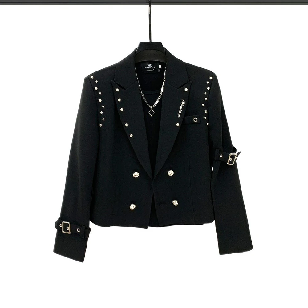 

Mens Spring Jacket Rivets Padded Shoulders Ballroom Jacket Streetwear Fashion Nightclub Stage Performance Top Men'S Wear 2026