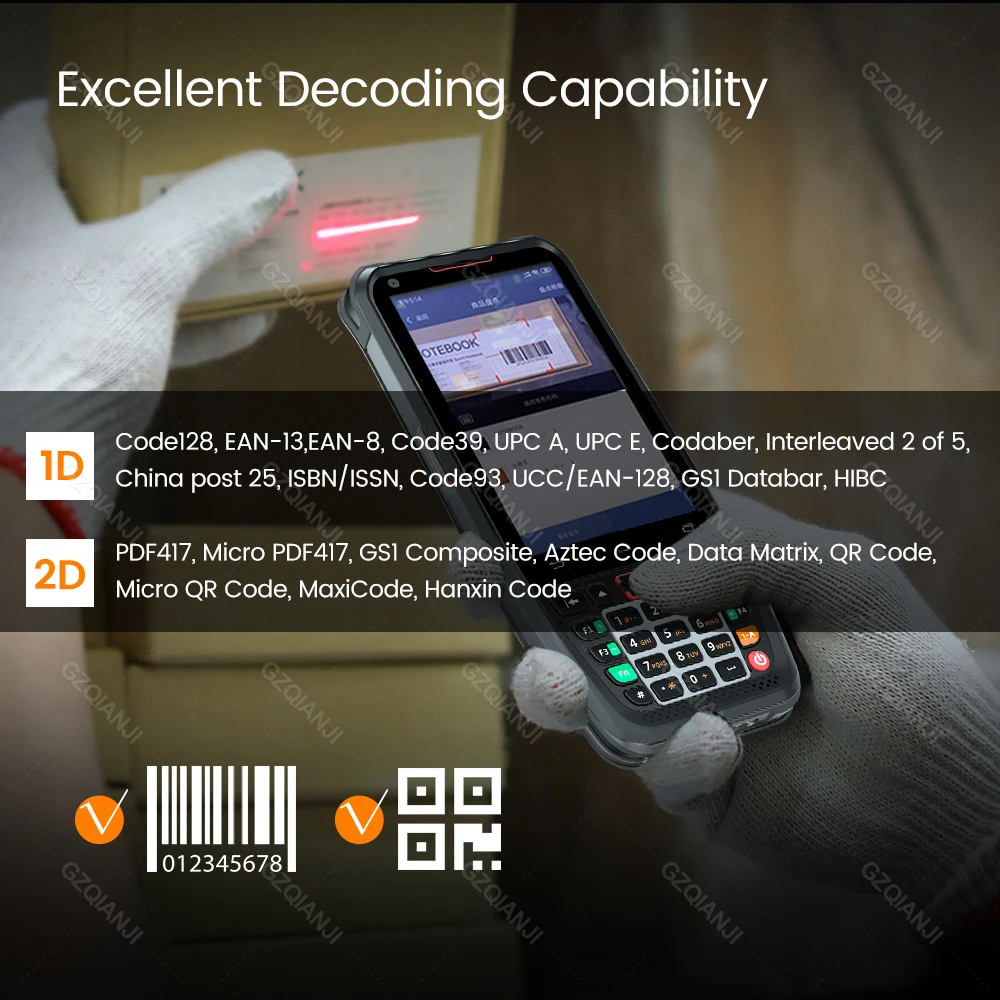 Rugged Handheld PDA Terminal Android 10 1D 2D Barcode Reader Support 3G 4G GPS WiFi Bluetooth Portable Data Collector IP66