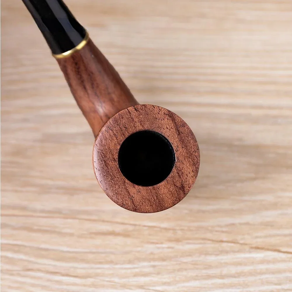 Classic Metal Ring Smoking Pipe Creative Flat Bottom Tobacco Pipe Rose Wood Pipe 9mm filter Handmade Wooden