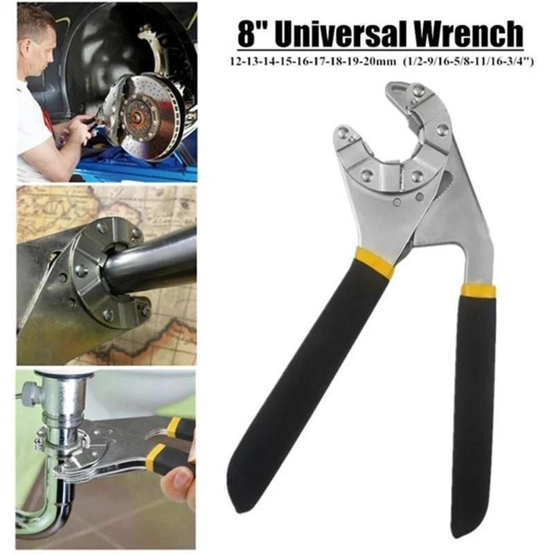 AT29-1 Piece Multifunctional Adjustable Universal Wrench Clamp Machine Workshop Tool Maintenance Tool 8-Inch