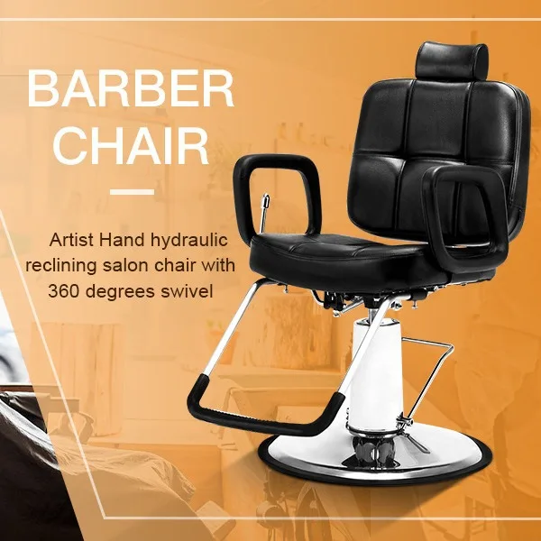 Hand Hydraulic Recline Barber Chair Salon Chair for Hair Stylist Heavy Duty Tattoo Chair Shampoo Beauty Salon Equipment