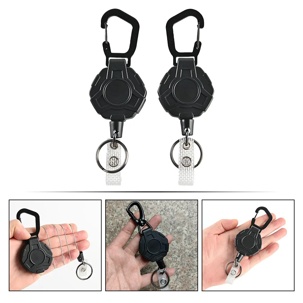 2 Pcs Keychain Prevents Loss Elastic Retractable Keychains Accessories Buckle Abs Carabiner Keyring