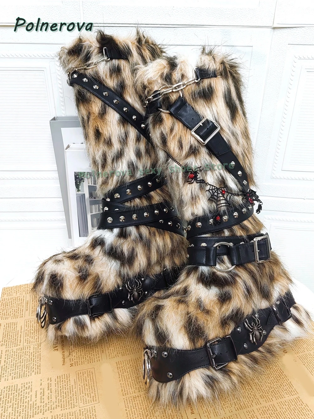 Platform Belt Buckle Sexy Y2K Boots Round Toe Thick Sole Metal Decoration Rivet Sexy Spicy Girl Knee High Boots 2025 Winter New