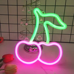 Cute cherry neon LED logo, USB or battery powered restaurant bedroom, wedding, birthday party, game room decorative art lights