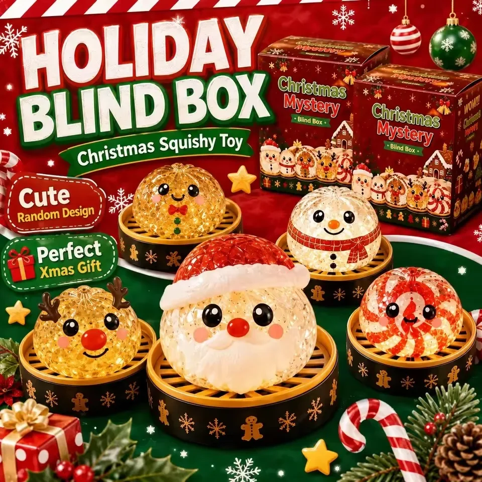 Christmas Dumpling Squishy Mystery Box Random Color Slow Rising Squeeze Fidget Stress Relieve Holiday Desk Decor Gift For Child