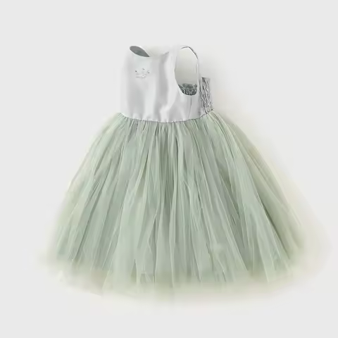 Dave Bella Girls Princess Dress 2024 New Summer Children Baby Sleeveless Mesh Noble Charm Classy Party Evening Dress DB2241017