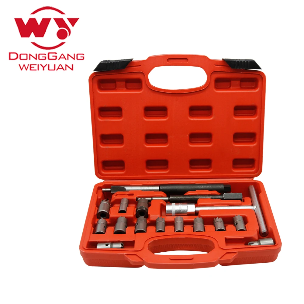 2 sets/lot WY High quality Fuel injector seat reamer (17 piece set) Repair tools, diesel engine spare parts