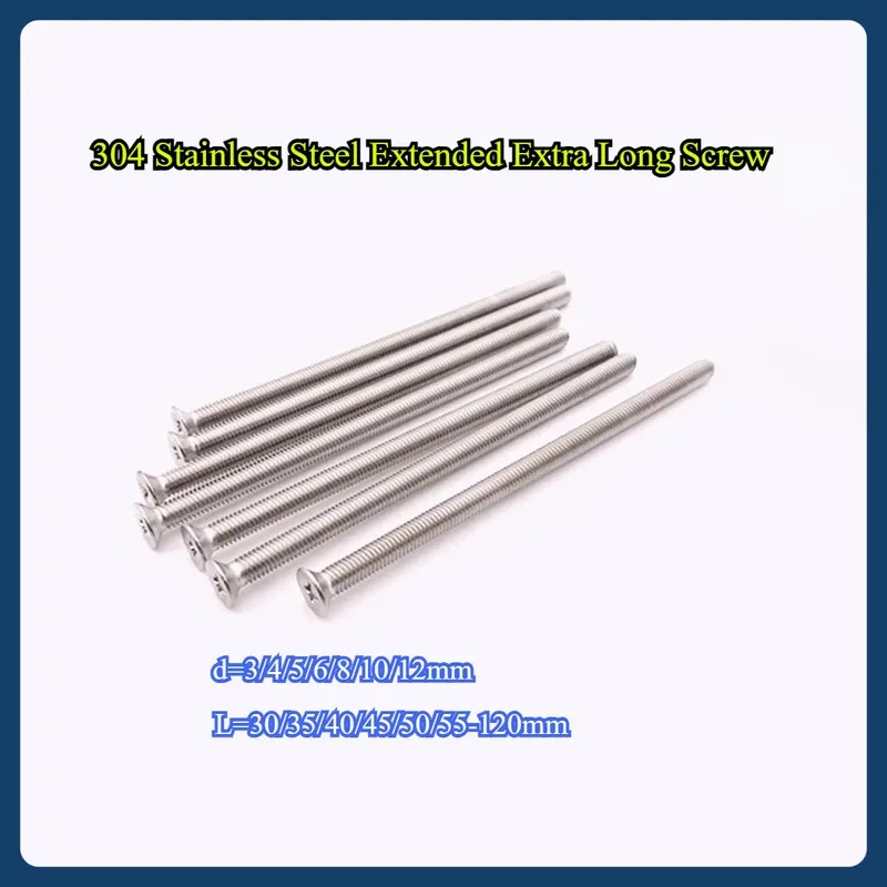 Extra Long Countersunk Cross Head Screw 304 Stainless Steel Extended Bolt M3 M4 M5