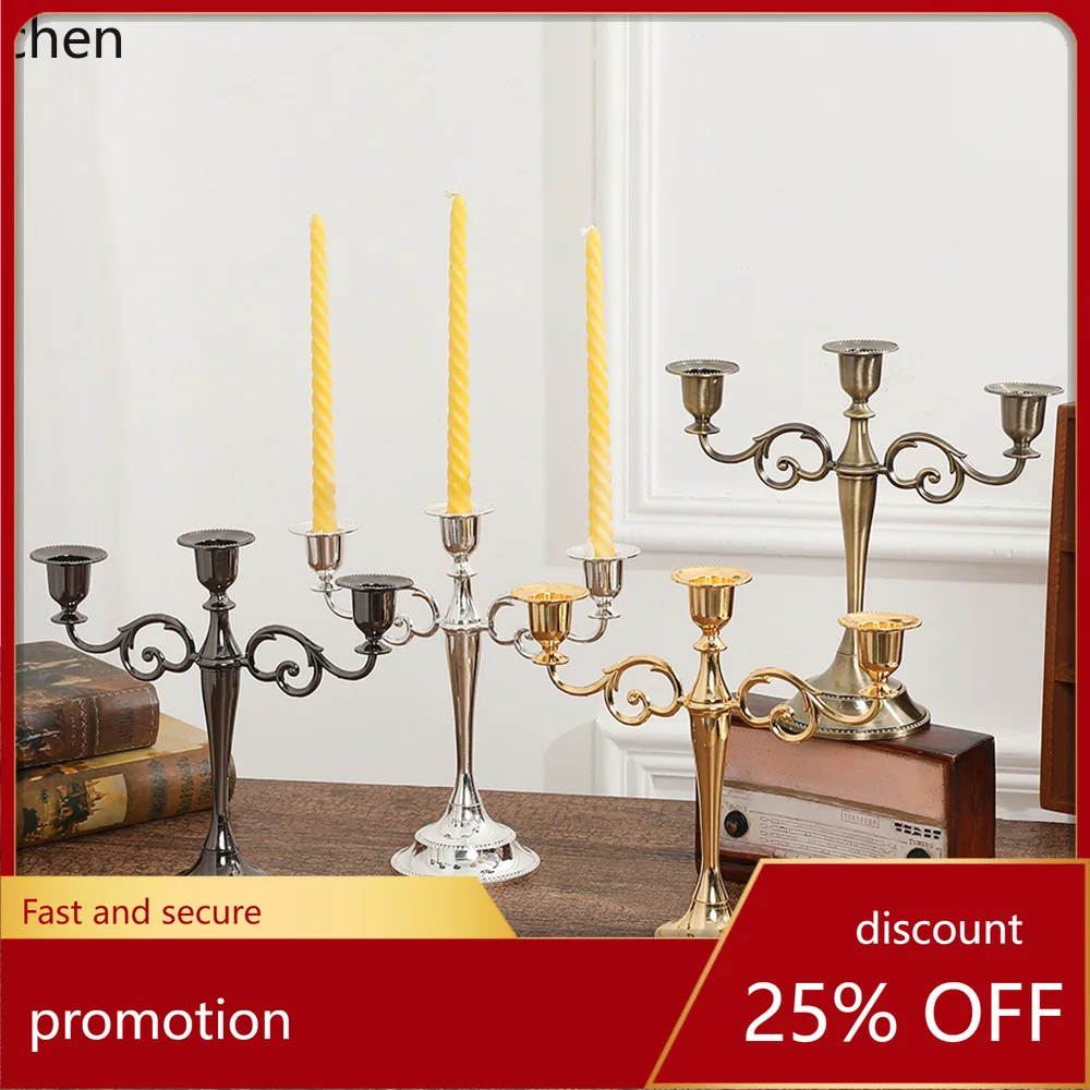 

Zml three-head candlestick ornaments, atmospheric candlestick ornaments, western food candlelight dinner, hotel home decoration