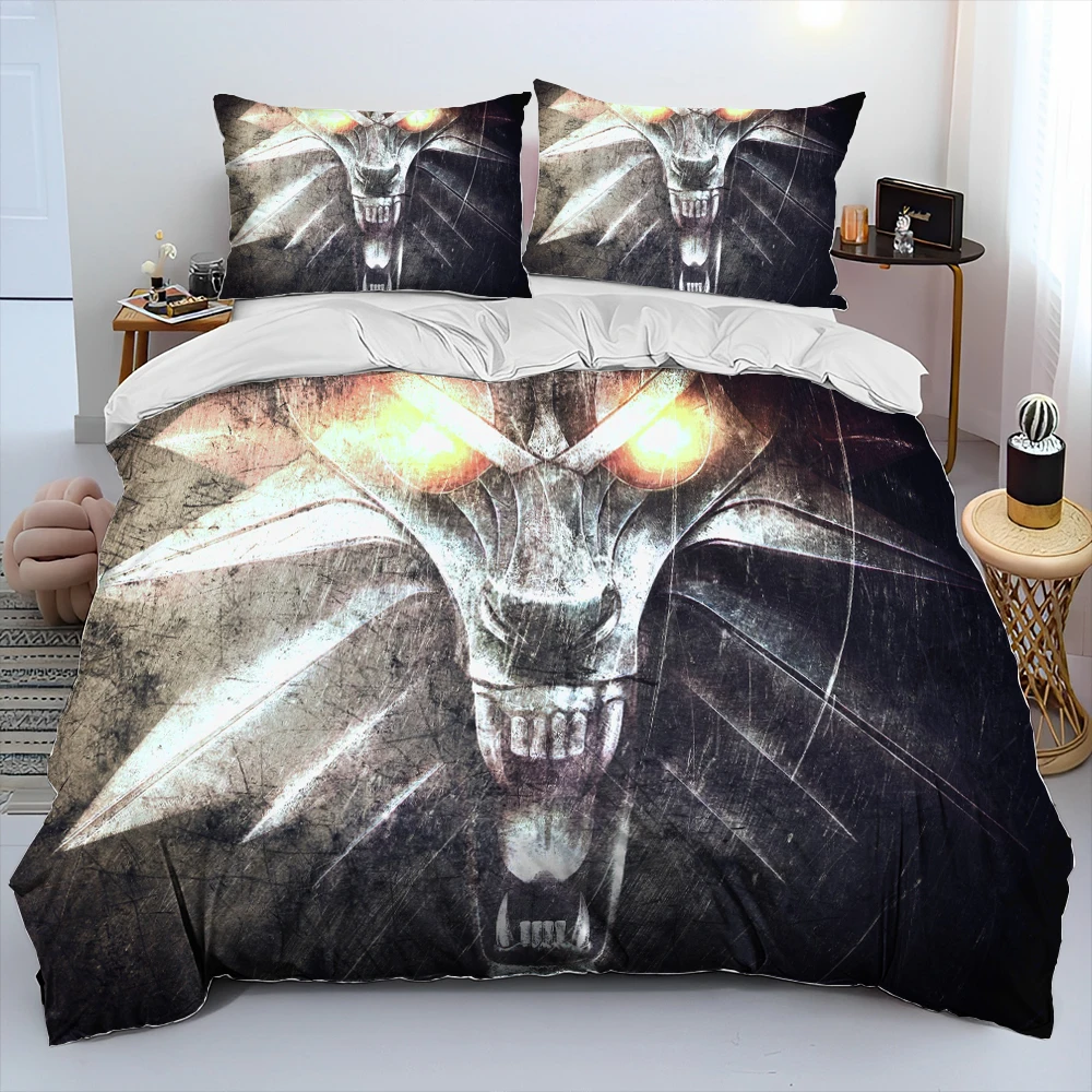 3D The W-Witcher Game Gamer cartoon Comforter Bedding Set,Duvet Cover Bed Set Quilt Cover Pillowcase,king Queen Size Bedding Set