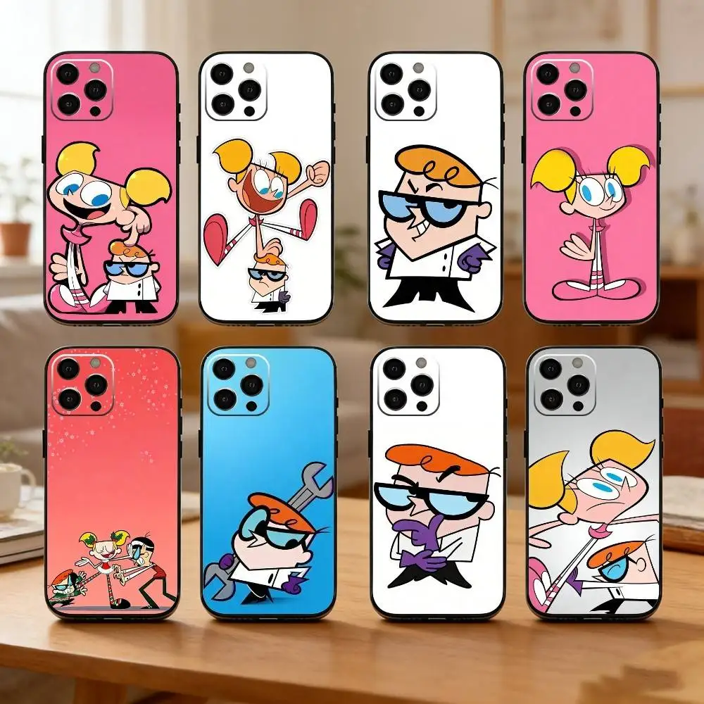 

Cartoon D-Dexters L-Laboratory Phone Case For iPhone17,16,15,14,13,12 Plus,Max Soft Silicone Black Cover