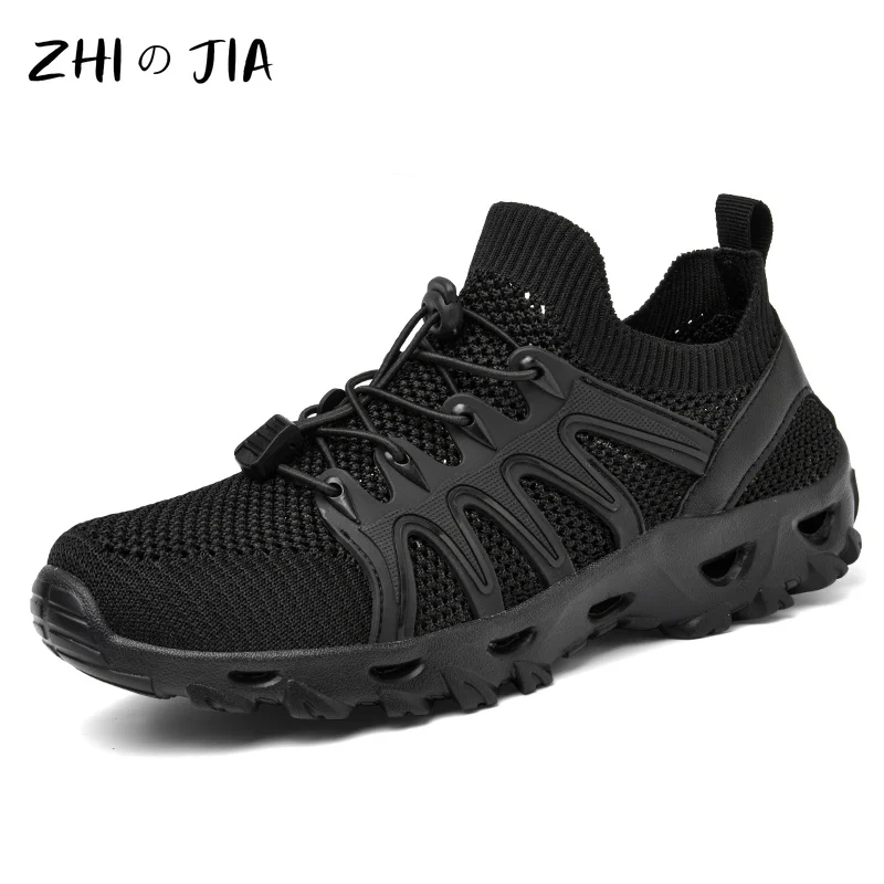 Men's Lightweight River Tracing Shoes Outdoor Large Mountaineering Shoes Drainage Hole Mesh Footwear Summer Breathable Sneaker