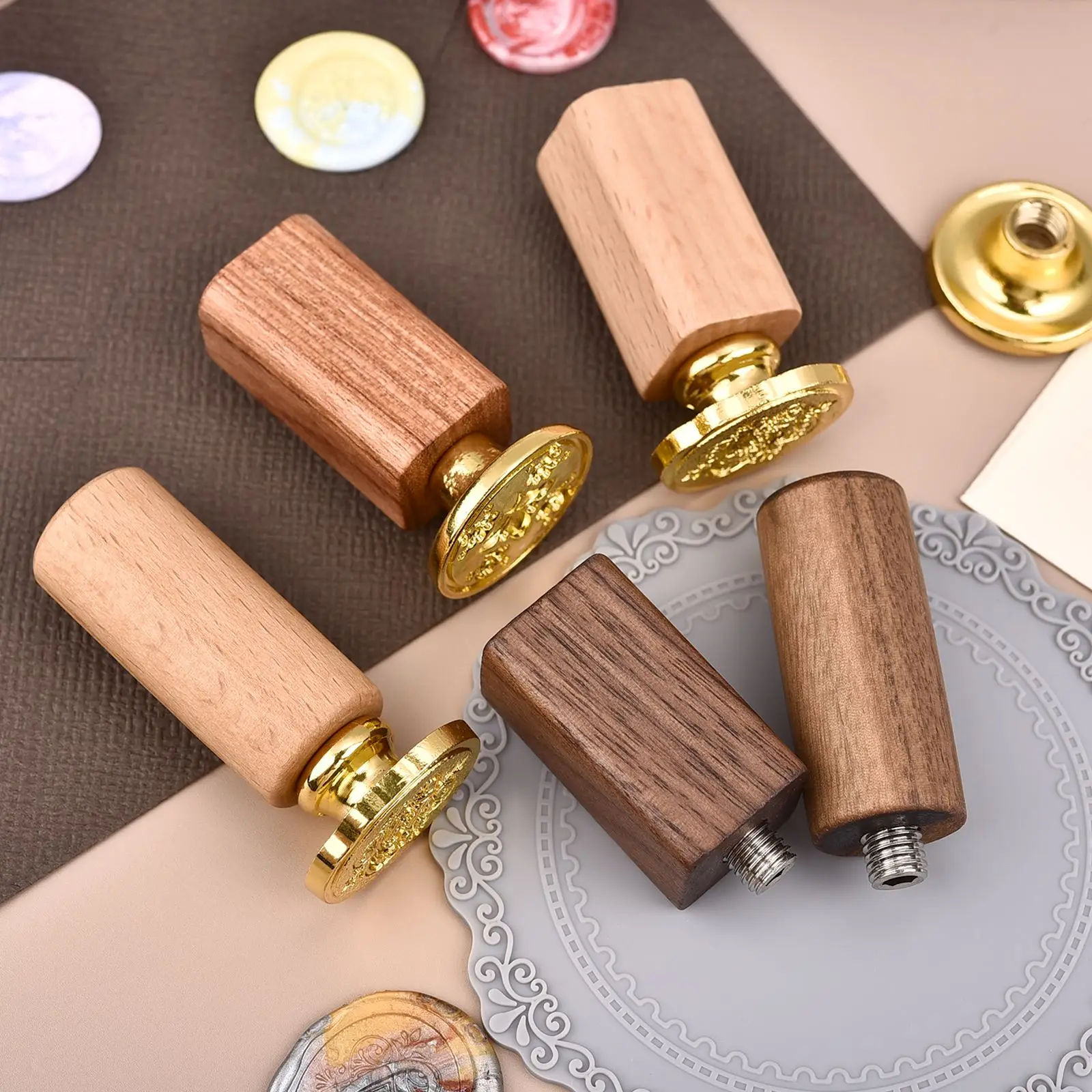 Quality Wood Handle Wax Seal Stamp Accessories Portable Mini Diy Seal Tool Retro Pearwood Walnut Handles Post Gifts Decorative