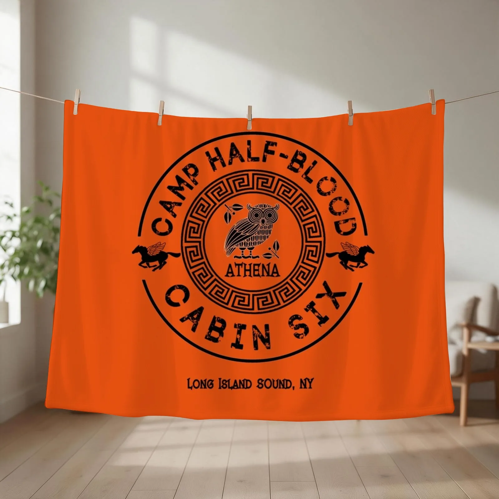 Cabin Six Athena Gift Percy Jackson Camp Half Blood Throw Blanket couch cozy soft plush fuzzy picnic outdoor blanket