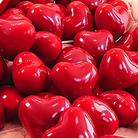 1bag Double-deck Red Heart Latex Balloon Set For Wedding Birthday Party Proposal Balloon Decoration