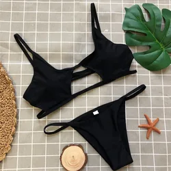 2026 Hollow Bikini Set Pad Beach Swimwear Women Swimsuit Maio Biquinis Tankini Femme Badpak Dames Mujer Banador Trikini
