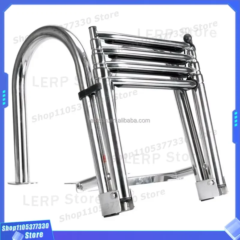 Stainless Steel Pool Ladder Folding Step Water Inlet for Swimming Pool Trapezoidal Boat Accessory Durable Anti Slip Design