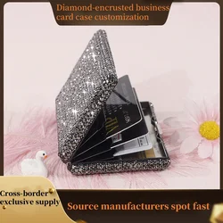 Personalized black credit card box Artificial diamond ultra-thin portable bank card holder card storage box
