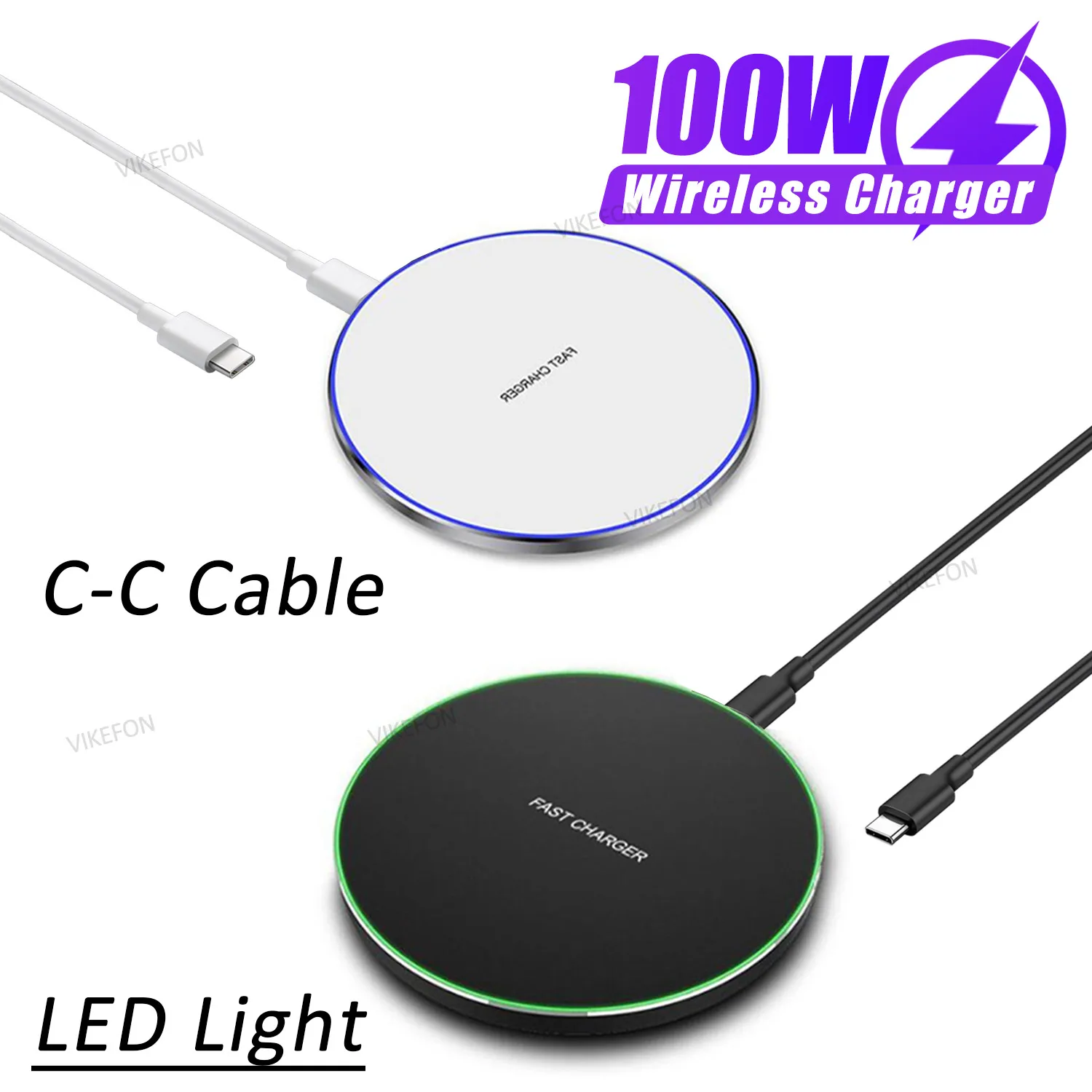 Schreibtisch-LED-Licht mit kabellosem Ladepad und USB-C-Kabel für iPhone 17 16 15 14 13 12 Pro Max Samsung Xiaomi – Schnelle Ladestation