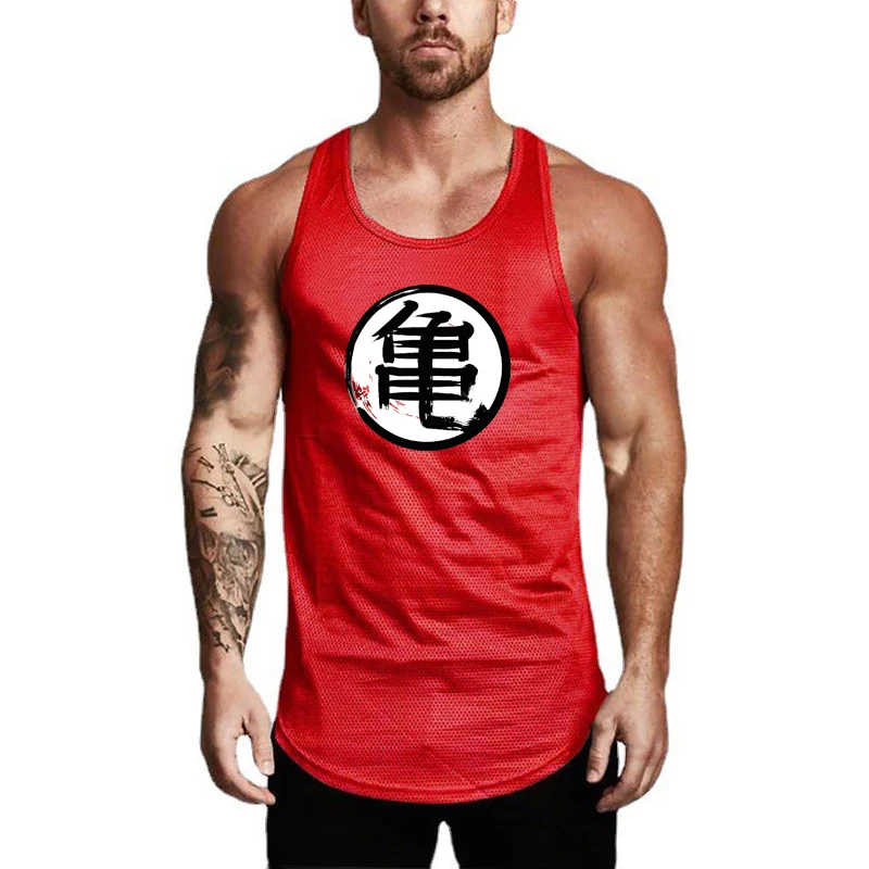 Mens Slim Fit Running Sport Fitness Tank Tops Mesh Breathable Quick Dry Sleeveless T-shirt Gym Bodybuilding Training Clothing