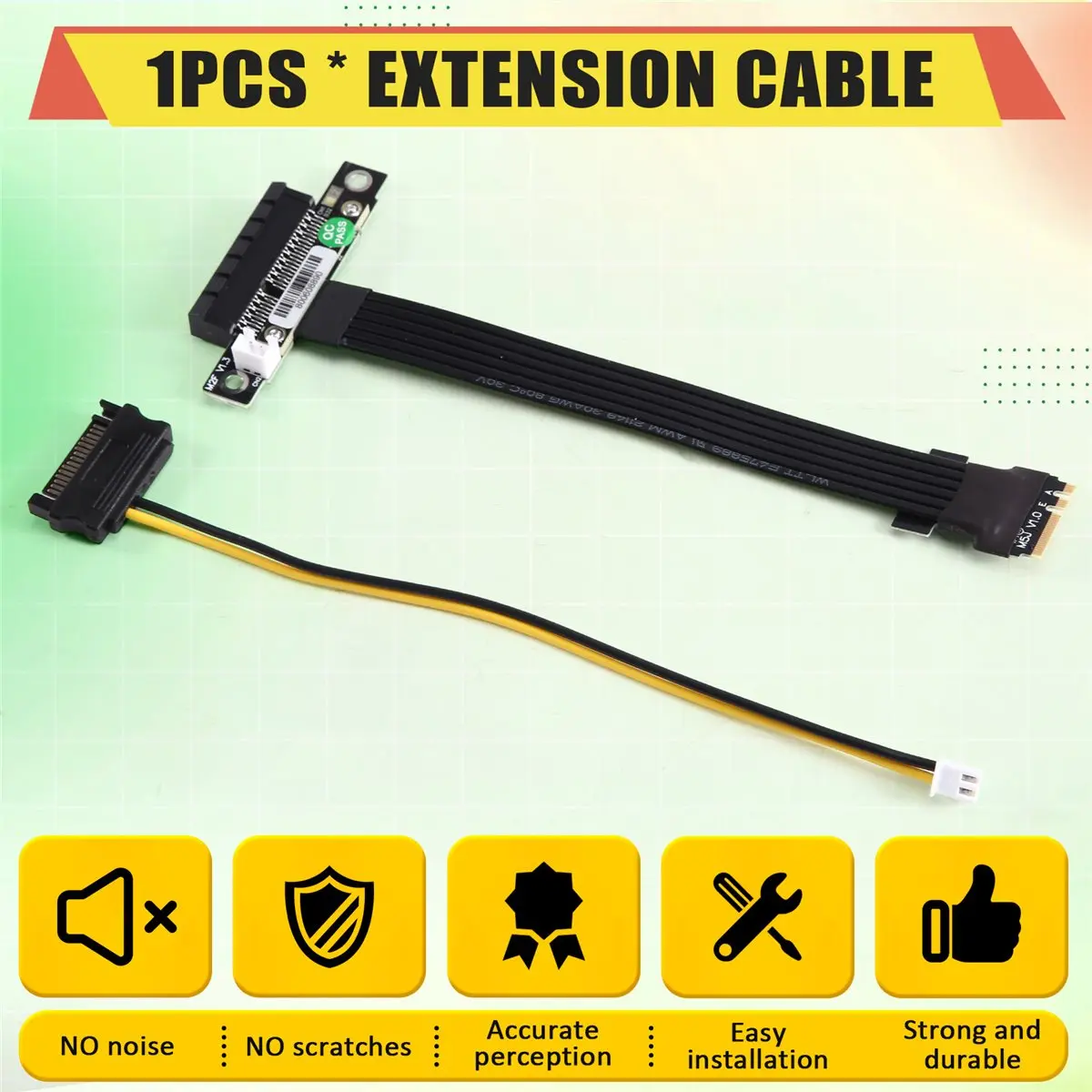 M.2 WiFi Key to PCIe 4.0 X4 Extension Cable Adapter SSD Riser for Laptop Notebook 4x PCI Express Card 15CM