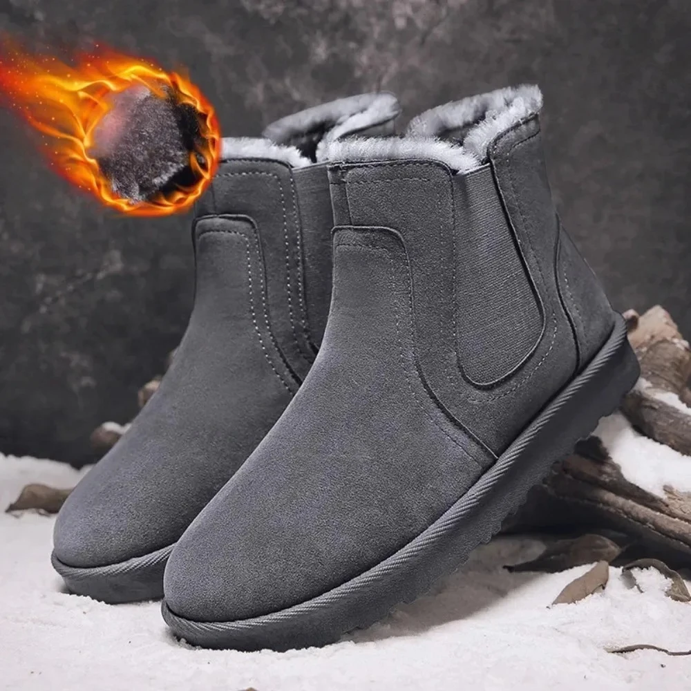 

2026 New Men Boots Winter Warm Plush High Tops Leather Casual Shoes Outdoor Fashion Snow Boots
