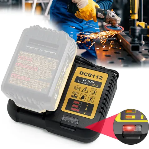 ใหม่อัพเกรด DCB112 เครื่องชาร์จแบตเตอรี่สำหรับเดวอลท์ 10.8V 12V 14.4V 18V 20V DCB206 DCB205 DCB204 DCB203 DCB120,DCB107 DCB115 DCB105