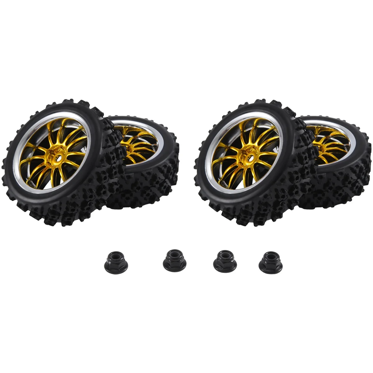 4Pcs 12mm Hex Wheel Rims & OD 2.59Inch Rubber Tires for RC 1/10 On-Road Touring Car,B