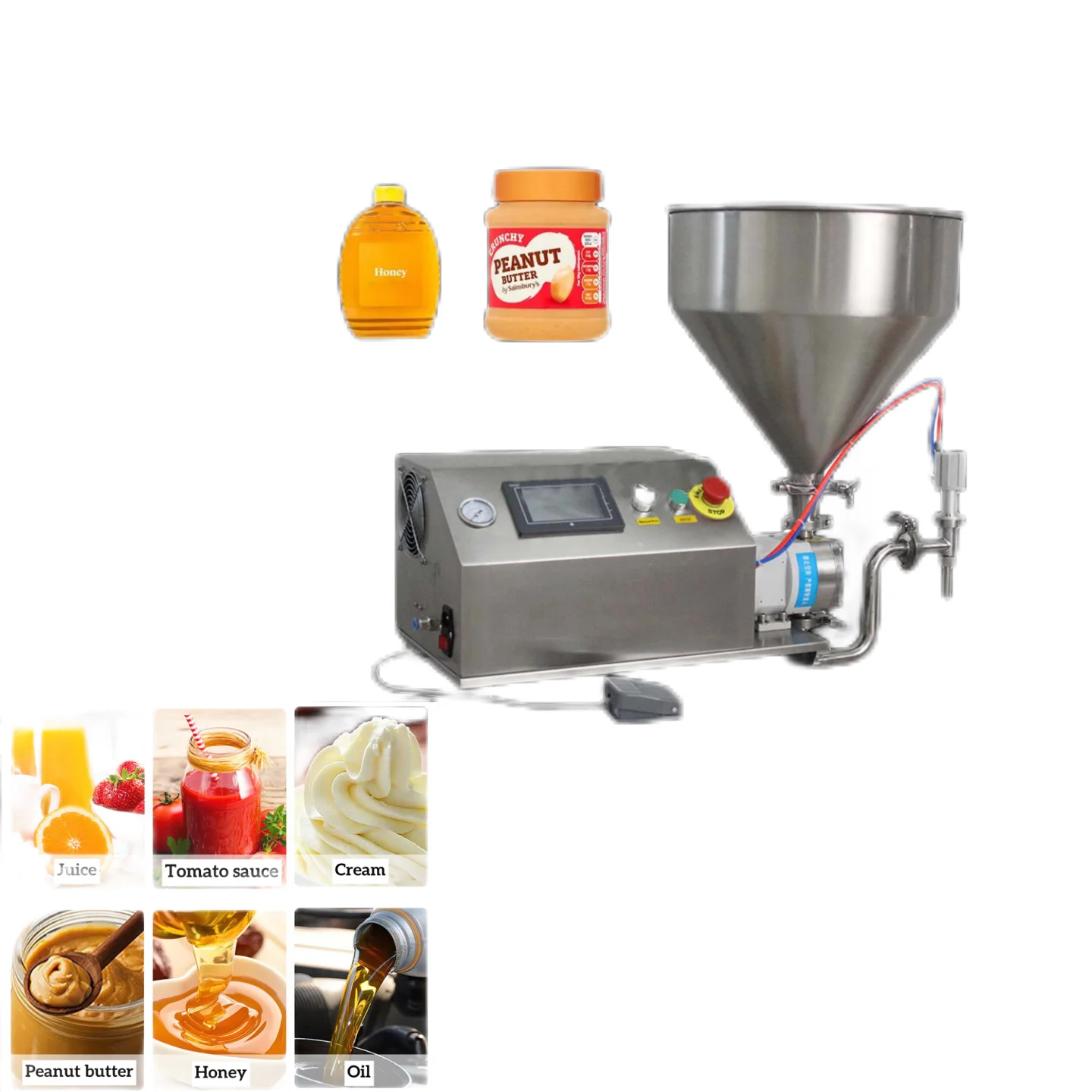 Small High-efficiency Rotary Pump PLC Thick Liquid Paste Filler Honey Oil Ketchup Peanut Butter Cream Filling Machine