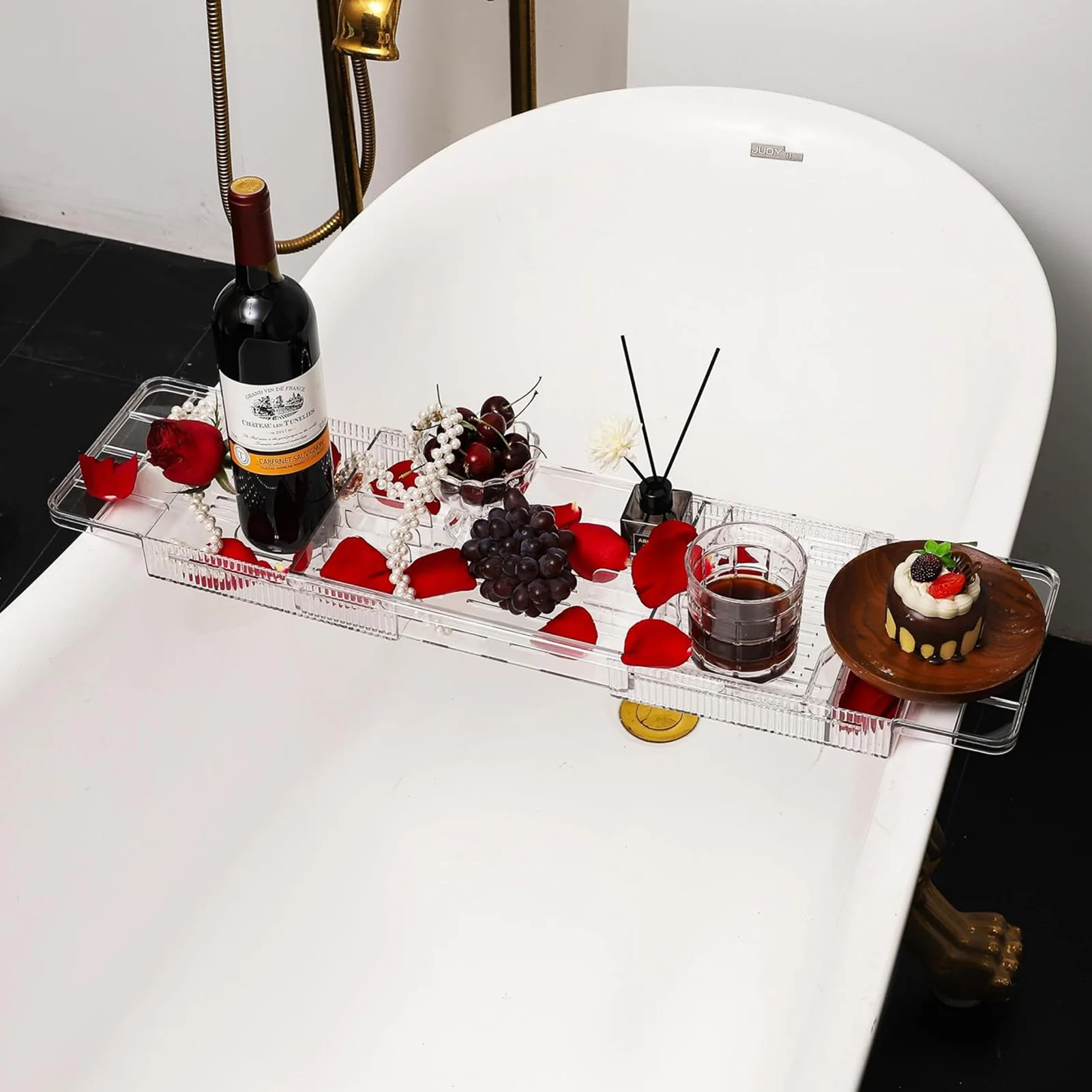 

Multifunctional Plastic Bathtub Tray Stylish Bathroom Storage Gift for Father's and Day