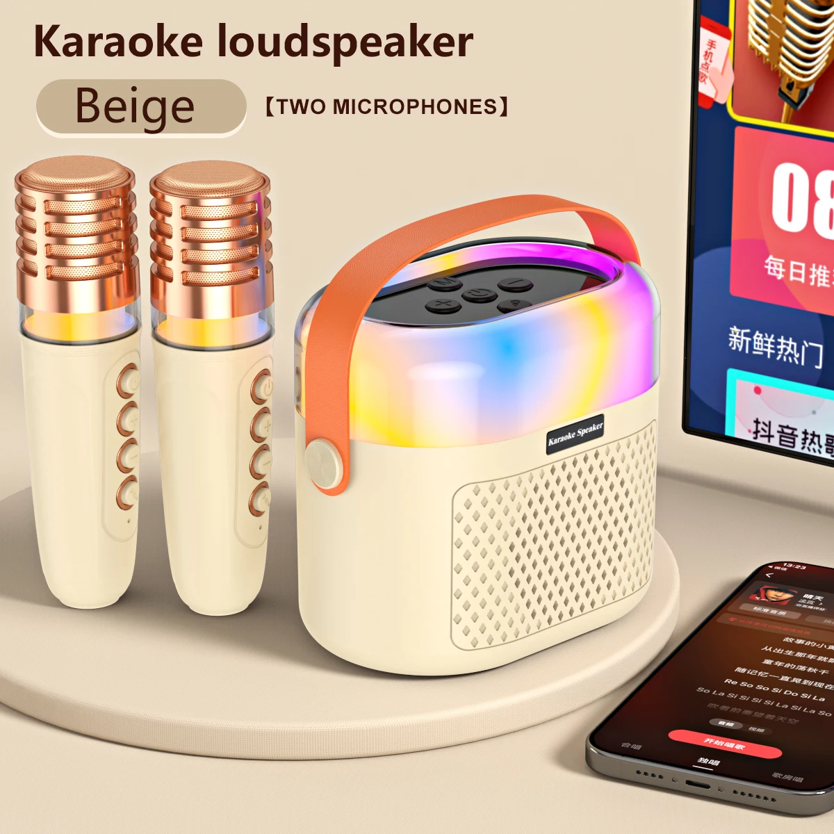 Mesin Karaoke Bluetooth A3 5.3 PA, sistem Speaker portabel dengan mikrofon tanpa kabel 1-2 menyanyi hadiah anak-anak