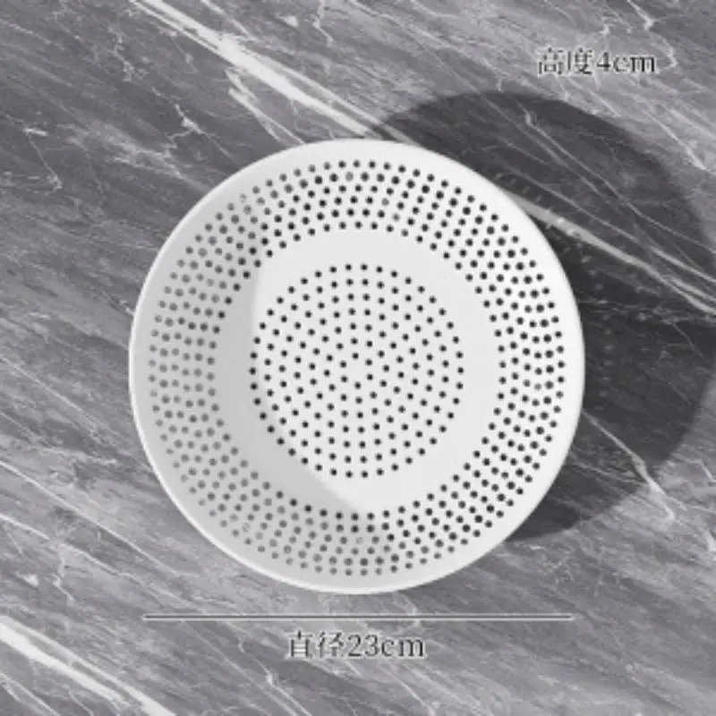 High Temperature Resistant Plastic Hollow Drain Tray White Circular Porous Steaming Tray Creative Kitchen Utensils 1PC