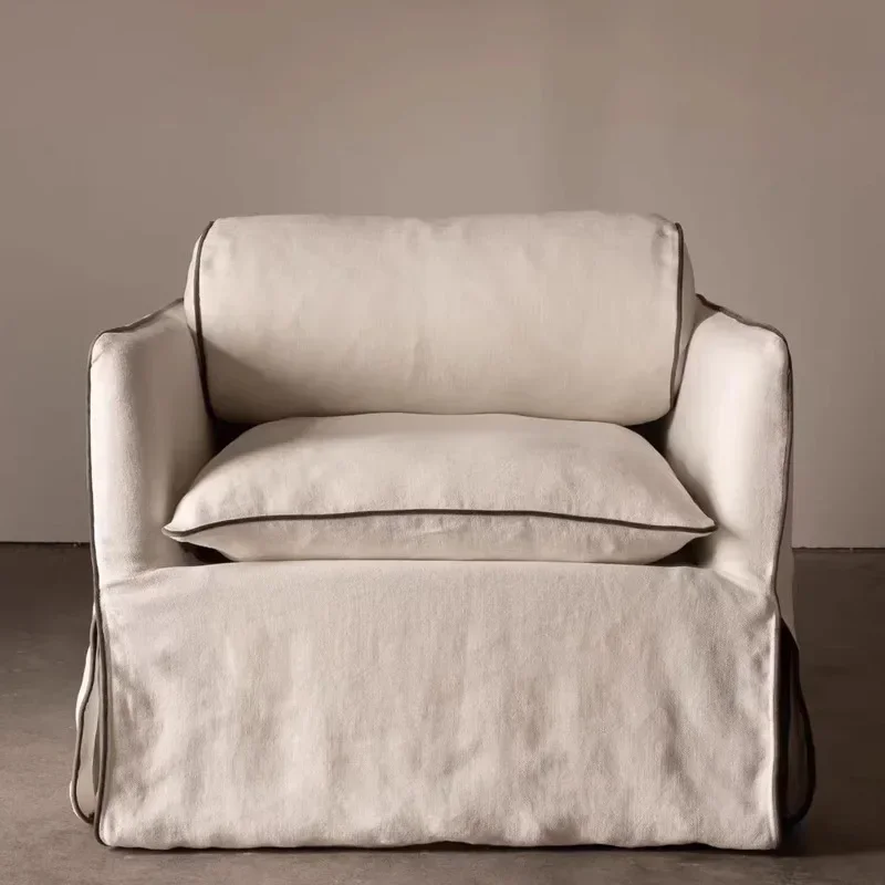 Wabi Sand Wind Premium Sense Linen Nordic Fabric Sofa Small Apartment Living Room Homestay High-end Cream Wind Removable