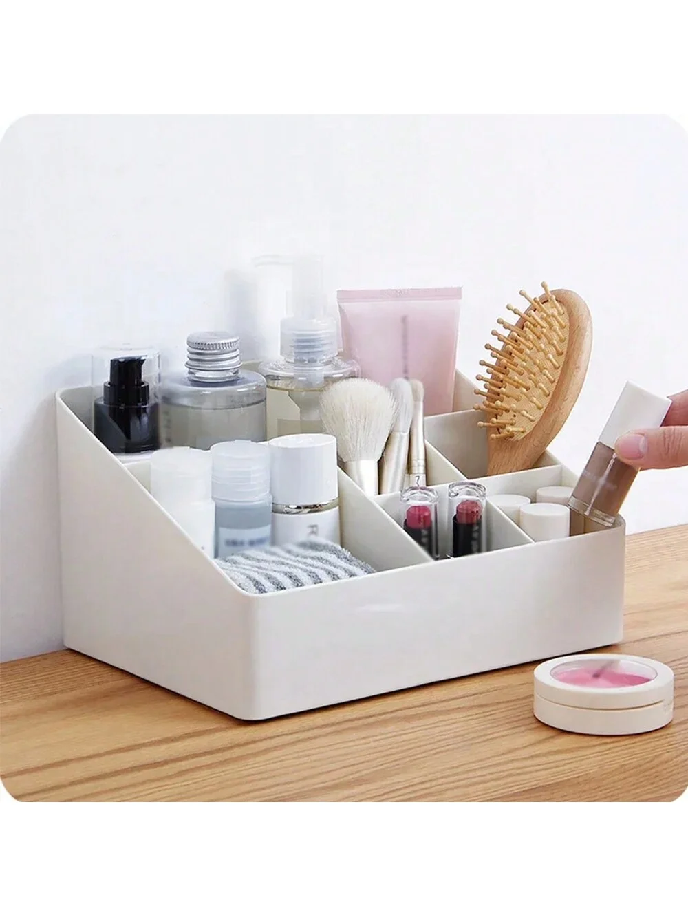 1 pc Nail Polish Art Decoration Organizer Cosmetic Lipstick Clutter Living Room Desktop Multi-Grid Plastic Large Capacity Storag