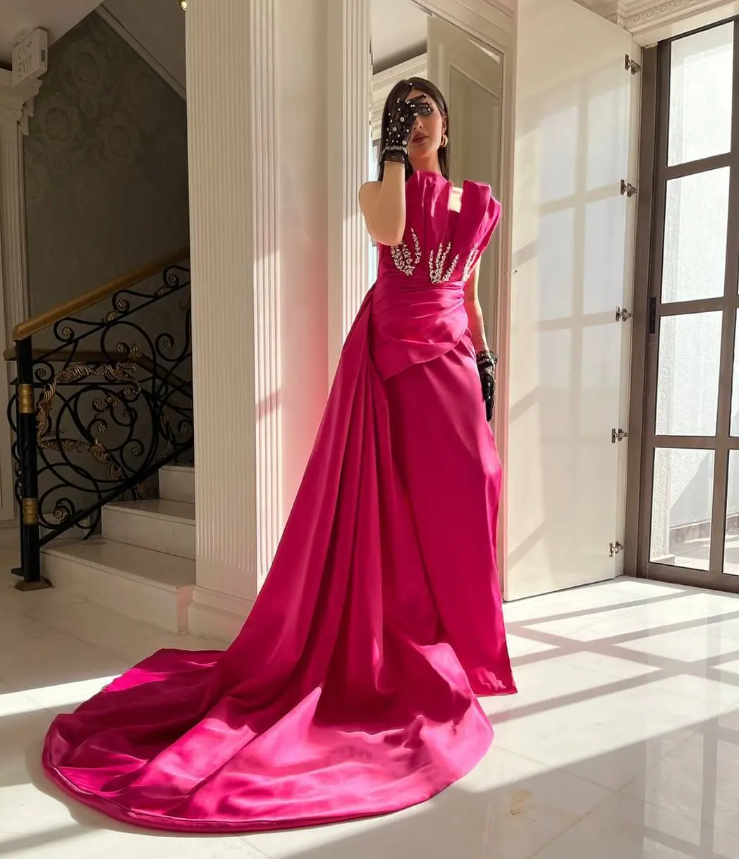 Customized Formal Dress Evening Dearin Strapless Column Ankle Length Skirts Vertically Bespoke Occasion Dresses Saudi Arabia Pro