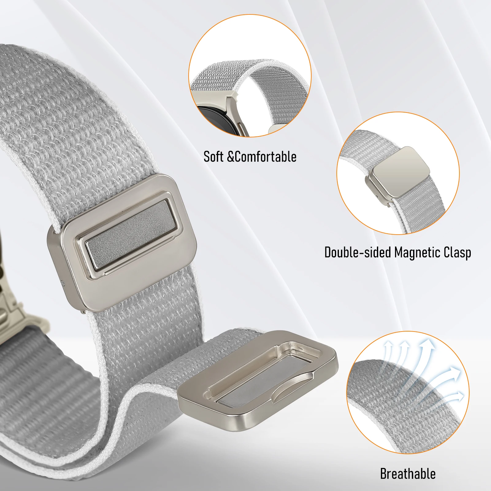 Magnetic nylon Band For Samsung Galaxy Watch 7 FE 6 4 Classic 5 pro 44mm 40mm 47mm 43mm 45 No gaps bracelet Galaxy Watch 7 Strap image 2