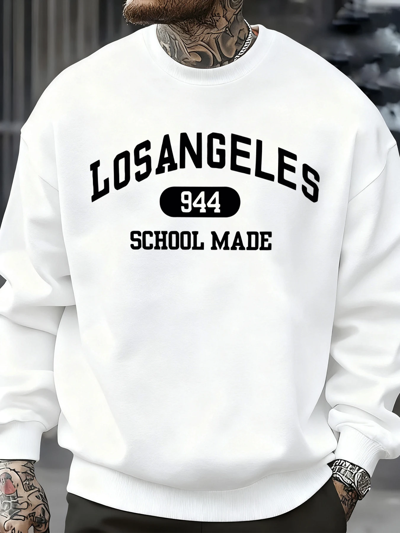 Los Angeles Schule gemacht Drucke Männer Sweatshirt Mode Straße Fleece Tops Pullover weiche Oversize Kleidung Herbst Casual Streetwear
