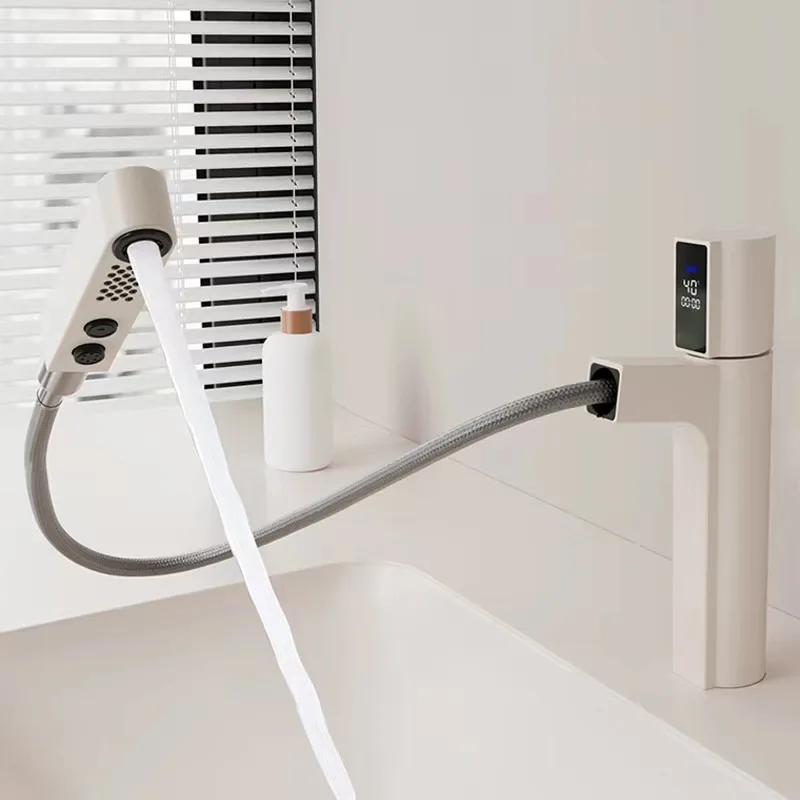 

New face basin Under the counter basin Black temperature display LED red, green and blue hot and cold mixed water faucet